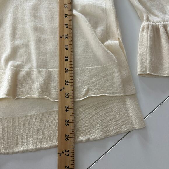 J. Crew women's merino wool top size medium cream drawstring long sleeve soft - Picture 6 of 11